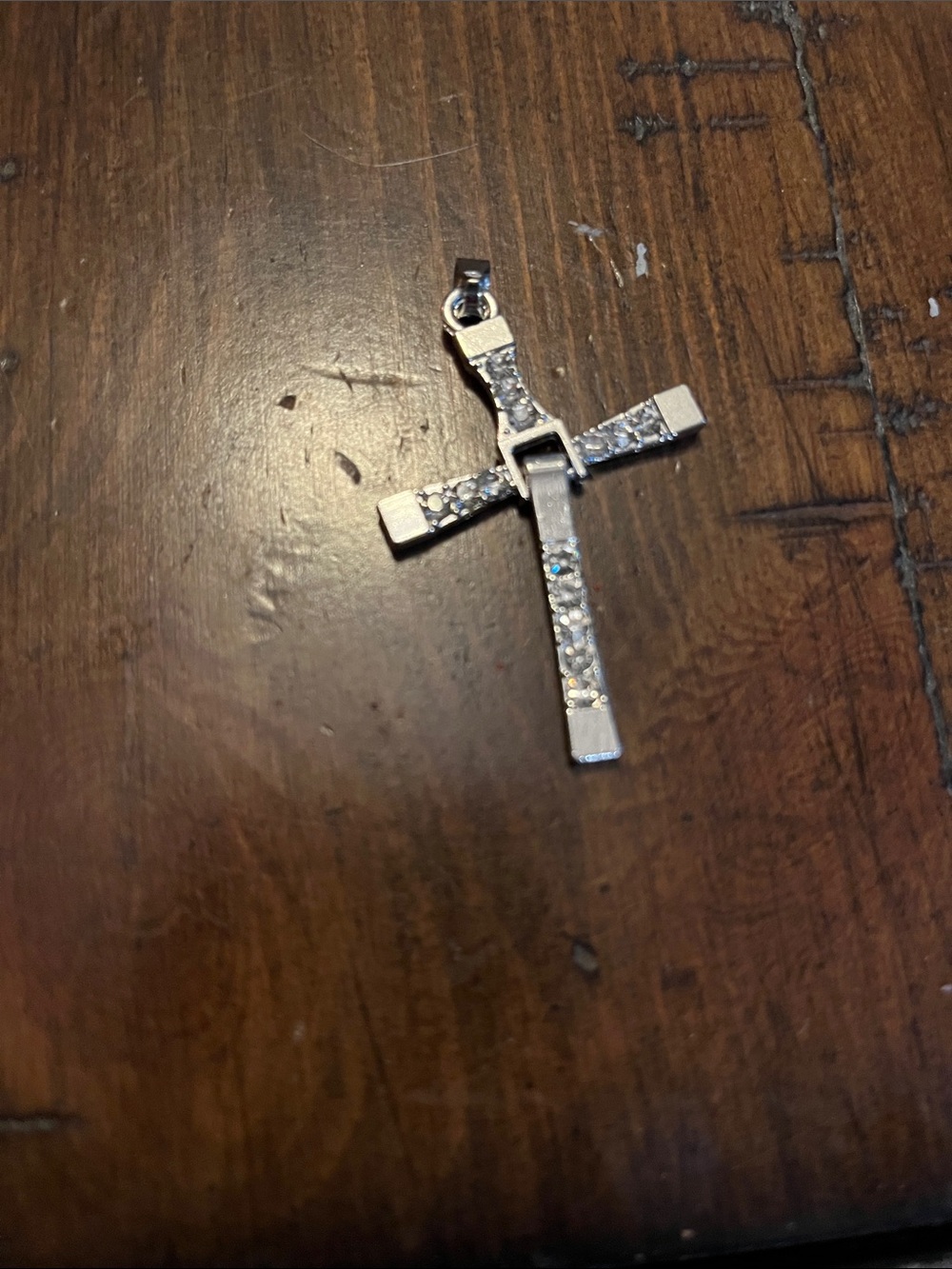 Silver Cross Pendant with Sparkling Stones1863